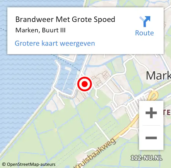 Locatie op kaart van de 112 melding: Brandweer Met Grote Spoed Naar Marken, Buurt III op 2 april 2023 23:53