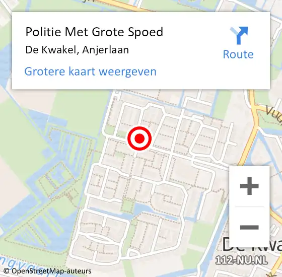 Locatie op kaart van de 112 melding: Politie Met Grote Spoed Naar De Kwakel, Anjerlaan op 2 april 2023 23:55