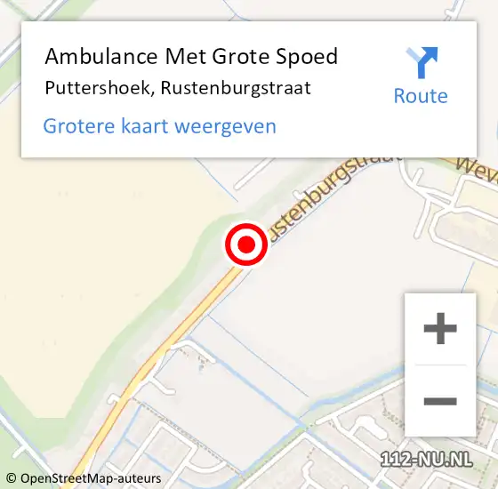 Locatie op kaart van de 112 melding: Ambulance Met Grote Spoed Naar Puttershoek, Rustenburgstraat op 2 april 2023 23:58