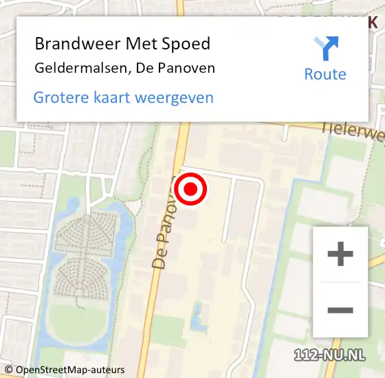 Locatie op kaart van de 112 melding: Brandweer Met Spoed Naar Geldermalsen, De Panoven op 3 april 2023 00:04