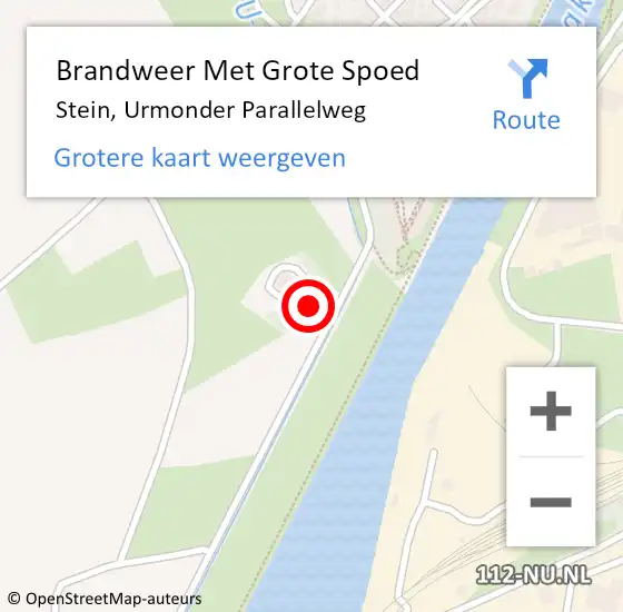 Locatie op kaart van de 112 melding: Brandweer Met Grote Spoed Naar Stein, Urmonder Parallelweg op 3 april 2023 00:14