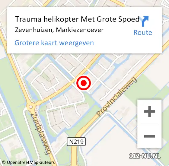 Locatie op kaart van de 112 melding: Trauma helikopter Met Grote Spoed Naar Zevenhuizen, Markiezenoever op 3 april 2023 02:02