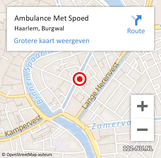 Locatie op kaart van de 112 melding: Ambulance Met Spoed Naar Haarlem, Burgwal op 3 april 2023 03:36