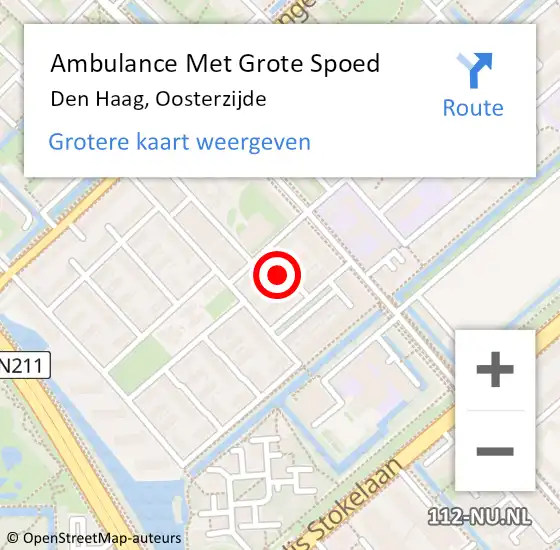 Locatie op kaart van de 112 melding: Ambulance Met Grote Spoed Naar Den Haag, Oosterzijde op 3 april 2023 04:13