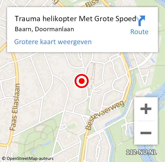 Locatie op kaart van de 112 melding: Trauma helikopter Met Grote Spoed Naar Baarn, Doormanlaan op 3 april 2023 04:15