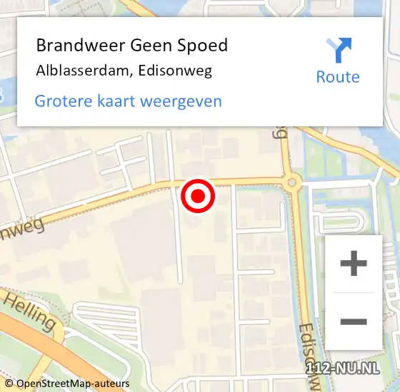 Locatie op kaart van de 112 melding: Brandweer Geen Spoed Naar Alblasserdam, Edisonweg op 3 april 2023 06:40