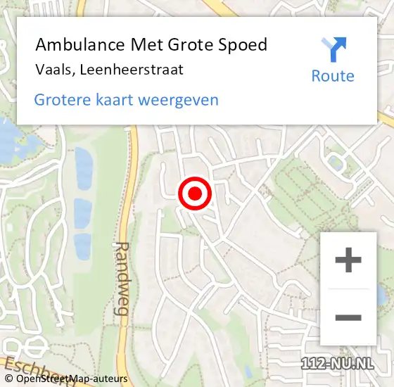 Locatie op kaart van de 112 melding: Ambulance Met Grote Spoed Naar Vaals, Leenheerstraat op 21 augustus 2014 04:49