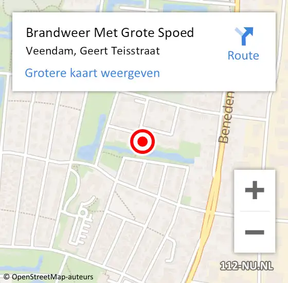 Locatie op kaart van de 112 melding: Brandweer Met Grote Spoed Naar Veendam, Geert Teisstraat op 3 april 2023 07:00