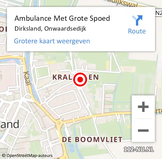 Locatie op kaart van de 112 melding: Ambulance Met Grote Spoed Naar Dirksland, Onwaardsedijk op 3 april 2023 08:34