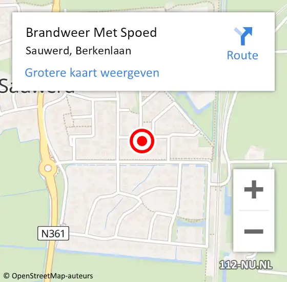 Locatie op kaart van de 112 melding: Brandweer Met Spoed Naar Sauwerd, Berkenlaan op 3 april 2023 08:40