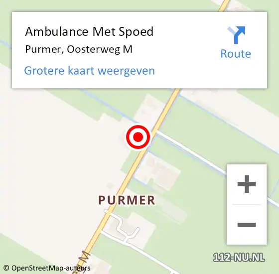 Locatie op kaart van de 112 melding: Ambulance Met Spoed Naar Purmer, Oosterweg M op 3 april 2023 08:45