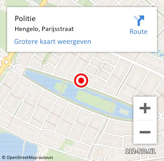 Locatie op kaart van de 112 melding: Politie Hengelo, Parijsstraat op 3 april 2023 08:45