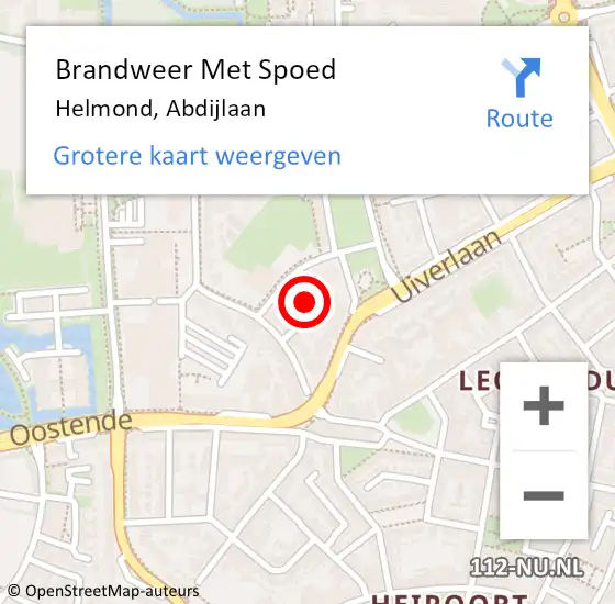 Locatie op kaart van de 112 melding: Brandweer Met Spoed Naar Helmond, Abdijlaan op 3 april 2023 09:05