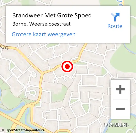 Locatie op kaart van de 112 melding: Brandweer Met Grote Spoed Naar Borne, Weerselosestraat op 3 april 2023 09:11