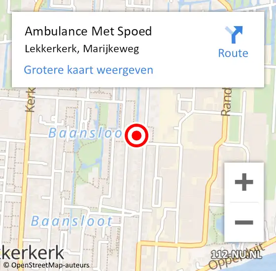 Locatie op kaart van de 112 melding: Ambulance Met Spoed Naar Lekkerkerk, Marijkeweg op 21 augustus 2014 05:51