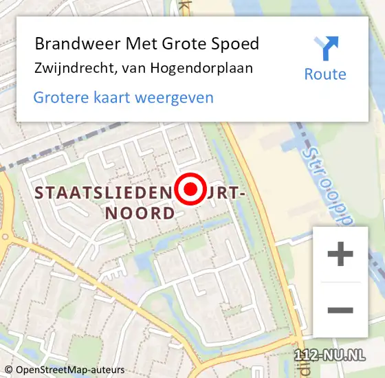 Locatie op kaart van de 112 melding: Brandweer Met Grote Spoed Naar Zwijndrecht, van Hogendorplaan op 3 april 2023 09:43