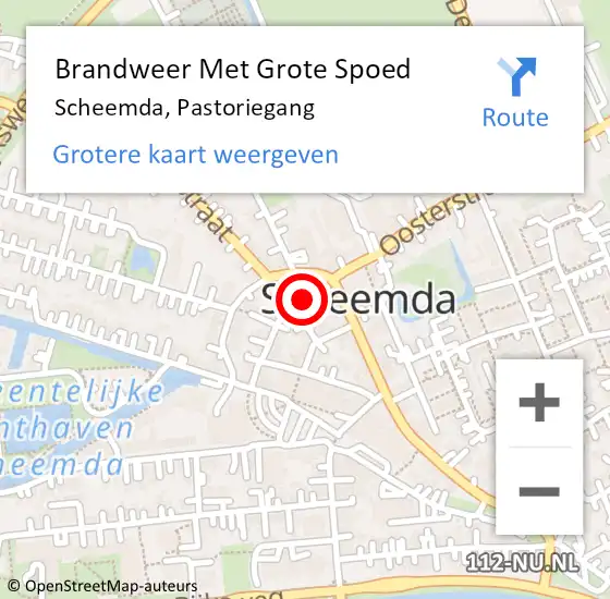 Locatie op kaart van de 112 melding: Brandweer Met Grote Spoed Naar Scheemda, Pastoriegang op 3 april 2023 09:45