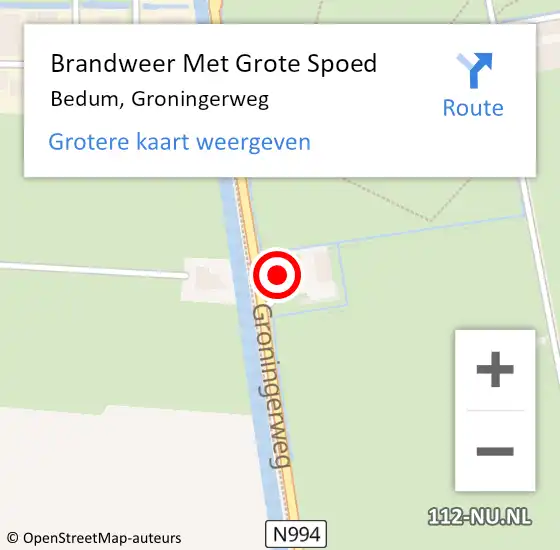 Locatie op kaart van de 112 melding: Brandweer Met Grote Spoed Naar Bedum, Groningerweg op 3 april 2023 09:54