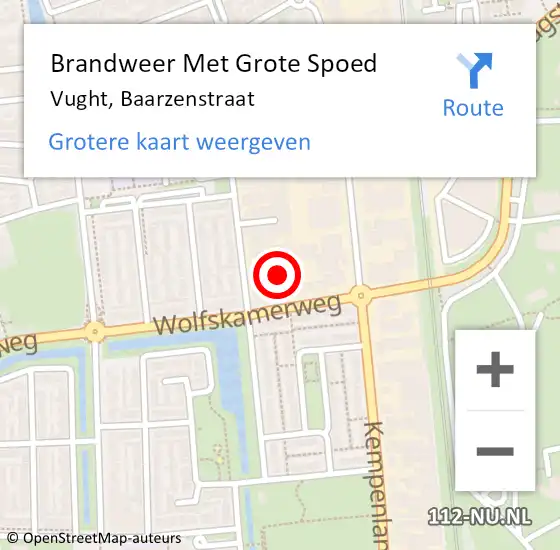 Locatie op kaart van de 112 melding: Brandweer Met Grote Spoed Naar Vught, Baarzenstraat op 3 april 2023 10:42