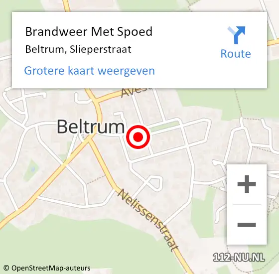 Locatie op kaart van de 112 melding: Brandweer Met Spoed Naar Beltrum, Slieperstraat op 3 april 2023 10:44