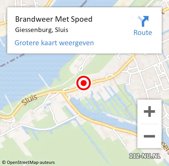 Locatie op kaart van de 112 melding: Brandweer Met Spoed Naar Giessenburg, Sluis op 3 april 2023 10:53