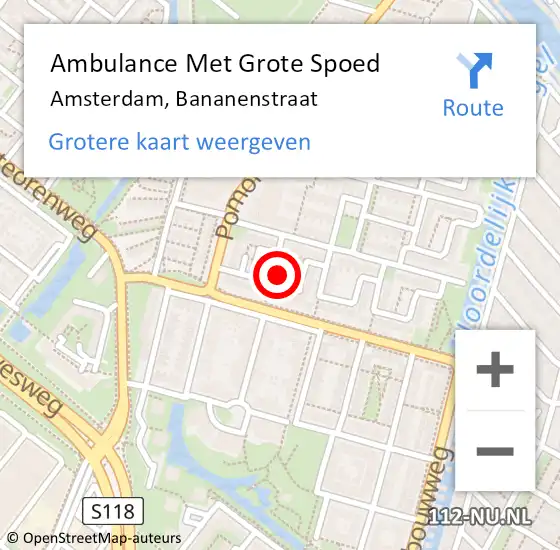 Locatie op kaart van de 112 melding: Ambulance Met Grote Spoed Naar Amsterdam, Bananenstraat op 3 april 2023 10:57