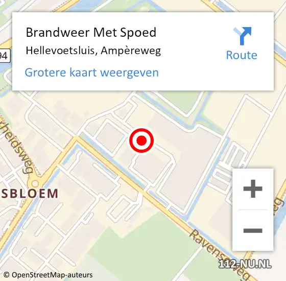 Locatie op kaart van de 112 melding: Brandweer Met Spoed Naar Hellevoetsluis, Ampèreweg op 3 april 2023 11:02