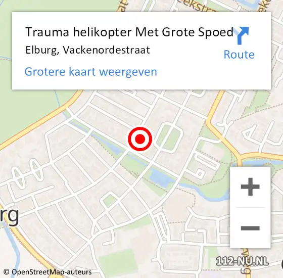 Locatie op kaart van de 112 melding: Trauma helikopter Met Grote Spoed Naar Elburg, Vackenordestraat op 3 april 2023 11:03
