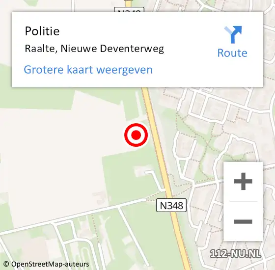 Locatie op kaart van de 112 melding: Politie Raalte, Nieuwe Deventerweg op 3 april 2023 11:08