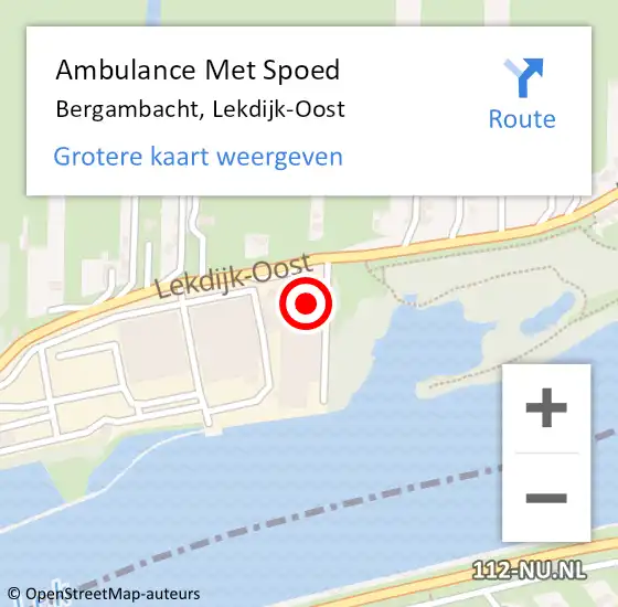 Locatie op kaart van de 112 melding: Ambulance Met Spoed Naar Bergambacht, Lekdijk-Oost op 3 april 2023 11:12