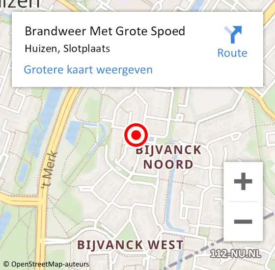 Locatie op kaart van de 112 melding: Brandweer Met Grote Spoed Naar Huizen, Slotplaats op 3 april 2023 11:19