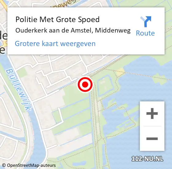 Locatie op kaart van de 112 melding: Politie Met Grote Spoed Naar Ouderkerk aan de Amstel, Middenweg op 3 april 2023 11:19