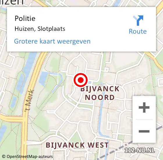 Locatie op kaart van de 112 melding: Politie Huizen, Slotplaats op 3 april 2023 11:20