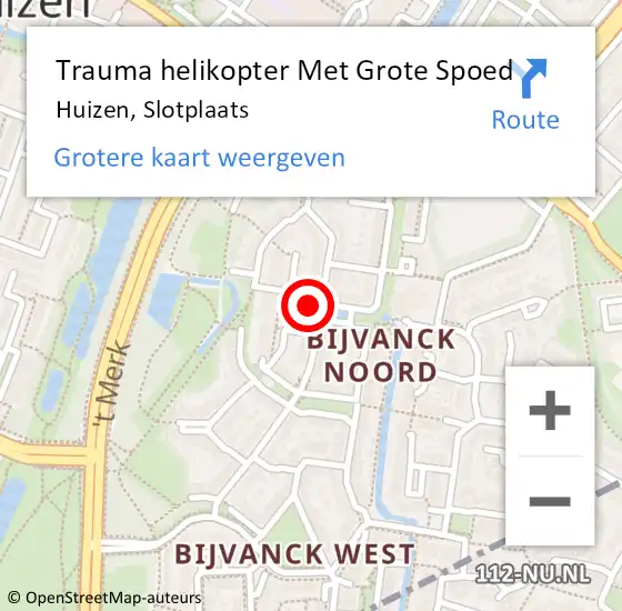 Locatie op kaart van de 112 melding: Trauma helikopter Met Grote Spoed Naar Huizen, Slotplaats op 3 april 2023 11:22