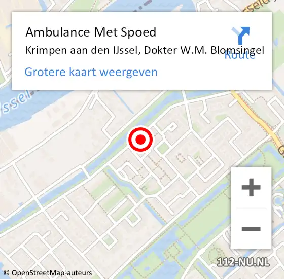 Locatie op kaart van de 112 melding: Ambulance Met Spoed Naar Krimpen aan den IJssel, Dokter W.M. Blomsingel op 3 april 2023 11:23