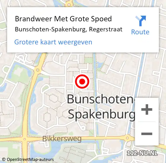 Locatie op kaart van de 112 melding: Brandweer Met Grote Spoed Naar Bunschoten-Spakenburg, Regerstraat op 3 april 2023 11:32