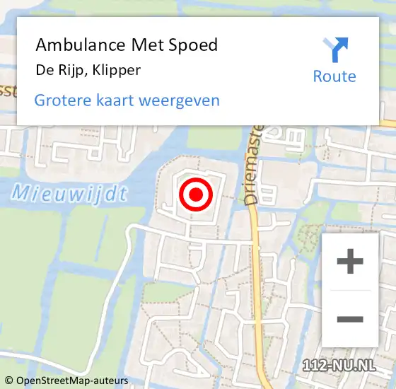 Locatie op kaart van de 112 melding: Ambulance Met Spoed Naar De Rijp, Klipper op 3 april 2023 11:33
