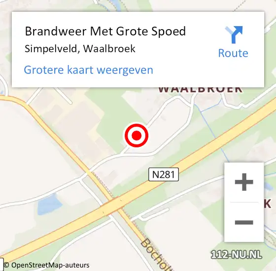 Locatie op kaart van de 112 melding: Brandweer Met Grote Spoed Naar Simpelveld, Waalbroek op 3 april 2023 11:37