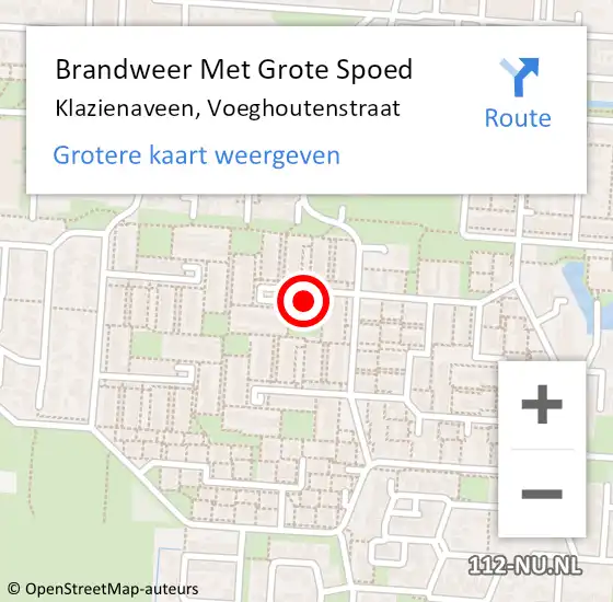 Locatie op kaart van de 112 melding: Brandweer Met Grote Spoed Naar Klazienaveen, Voeghoutenstraat op 3 april 2023 11:52