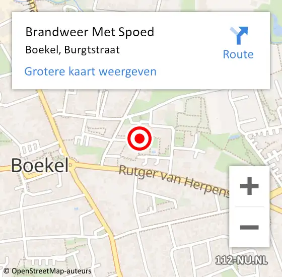 Locatie op kaart van de 112 melding: Brandweer Met Spoed Naar Boekel, Burgtstraat op 3 april 2023 12:00