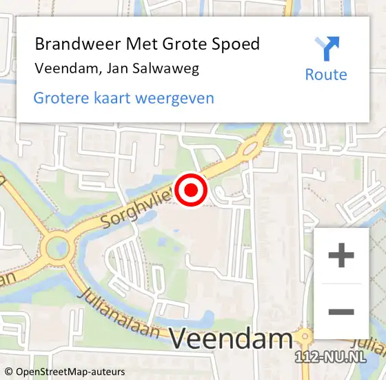 Locatie op kaart van de 112 melding: Brandweer Met Grote Spoed Naar Veendam, Jan Salwaweg op 3 april 2023 12:04