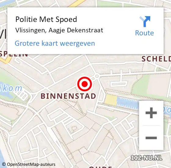 Locatie op kaart van de 112 melding: Politie Met Spoed Naar Vlissingen, Aagje Dekenstraat op 3 april 2023 12:06