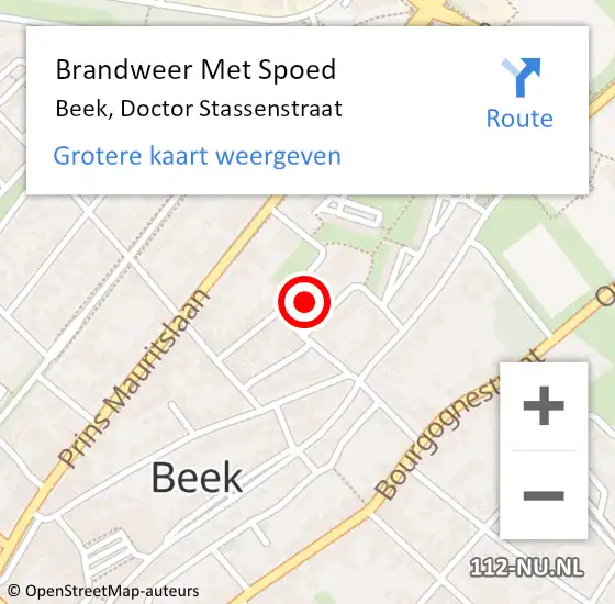 Locatie op kaart van de 112 melding: Brandweer Met Spoed Naar Beek, Doctor Stassenstraat op 3 april 2023 12:23