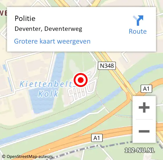 Locatie op kaart van de 112 melding: Politie Deventer, Deventerweg op 3 april 2023 12:27