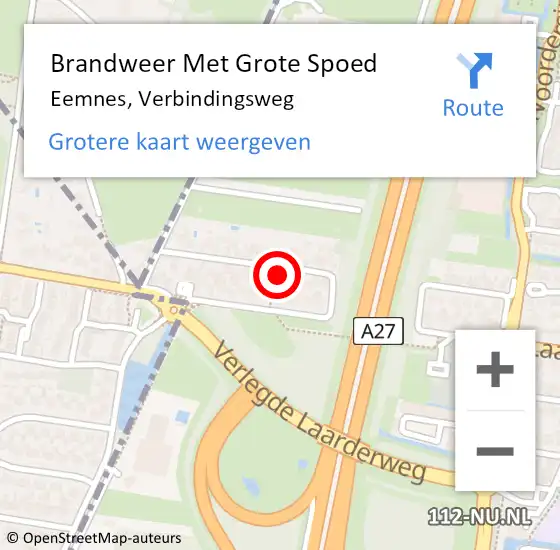 Locatie op kaart van de 112 melding: Brandweer Met Grote Spoed Naar Eemnes, Verbindingsweg op 3 april 2023 12:39