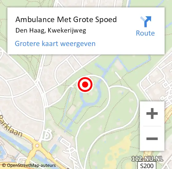 Locatie op kaart van de 112 melding: Ambulance Met Grote Spoed Naar Den Haag, Kwekerijweg op 3 april 2023 12:48