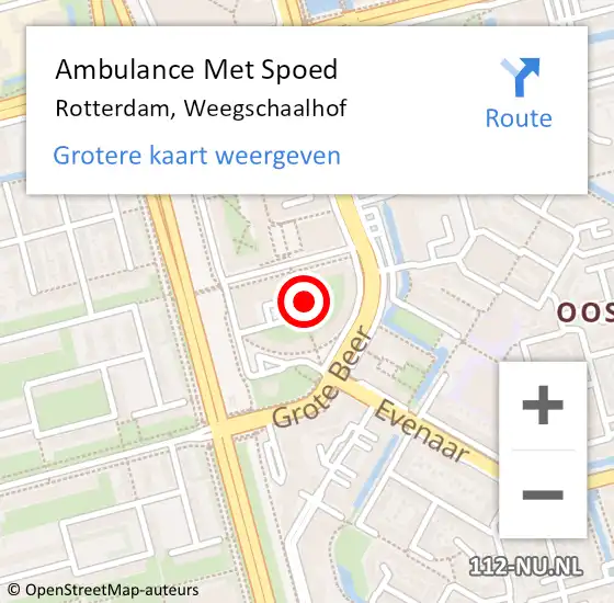 Locatie op kaart van de 112 melding: Ambulance Met Spoed Naar Rotterdam, Weegschaalhof op 3 april 2023 13:37