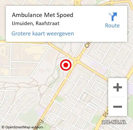 Locatie op kaart van de 112 melding: Ambulance Met Spoed Naar IJmuiden, Raafstraat op 3 april 2023 13:46