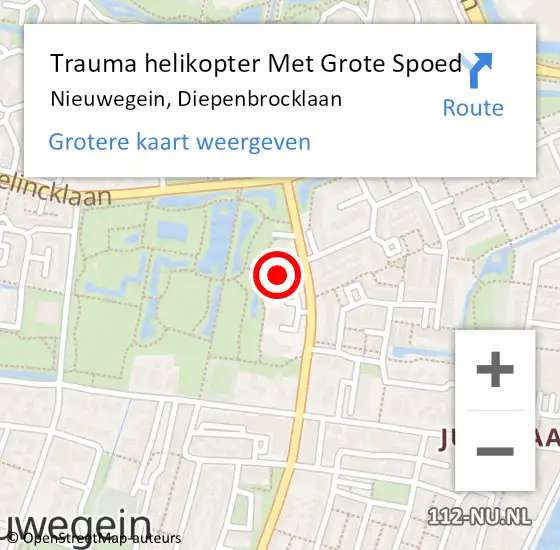 Locatie op kaart van de 112 melding: Trauma helikopter Met Grote Spoed Naar Nieuwegein, Diepenbrocklaan op 3 april 2023 14:13