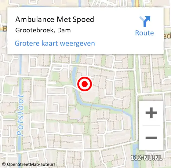 Locatie op kaart van de 112 melding: Ambulance Met Spoed Naar Grootebroek, Dam op 3 april 2023 14:34